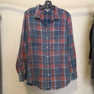 Lucky Brand perfectly faded plaid denim. EUC