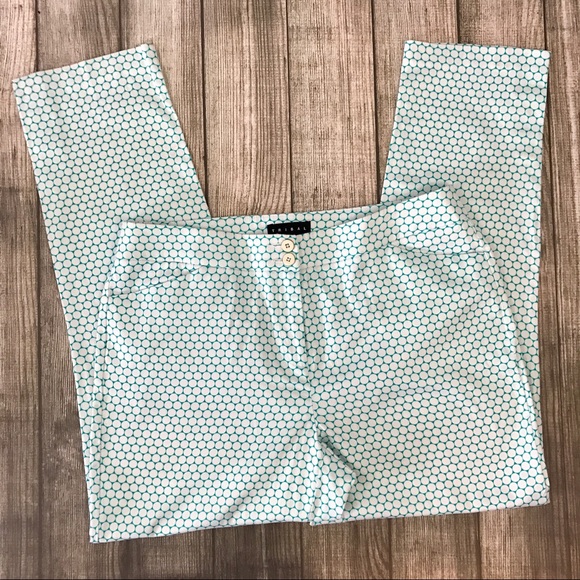 Tribal Teal Patterned Slim Leg Pant - Picture 2 of 5