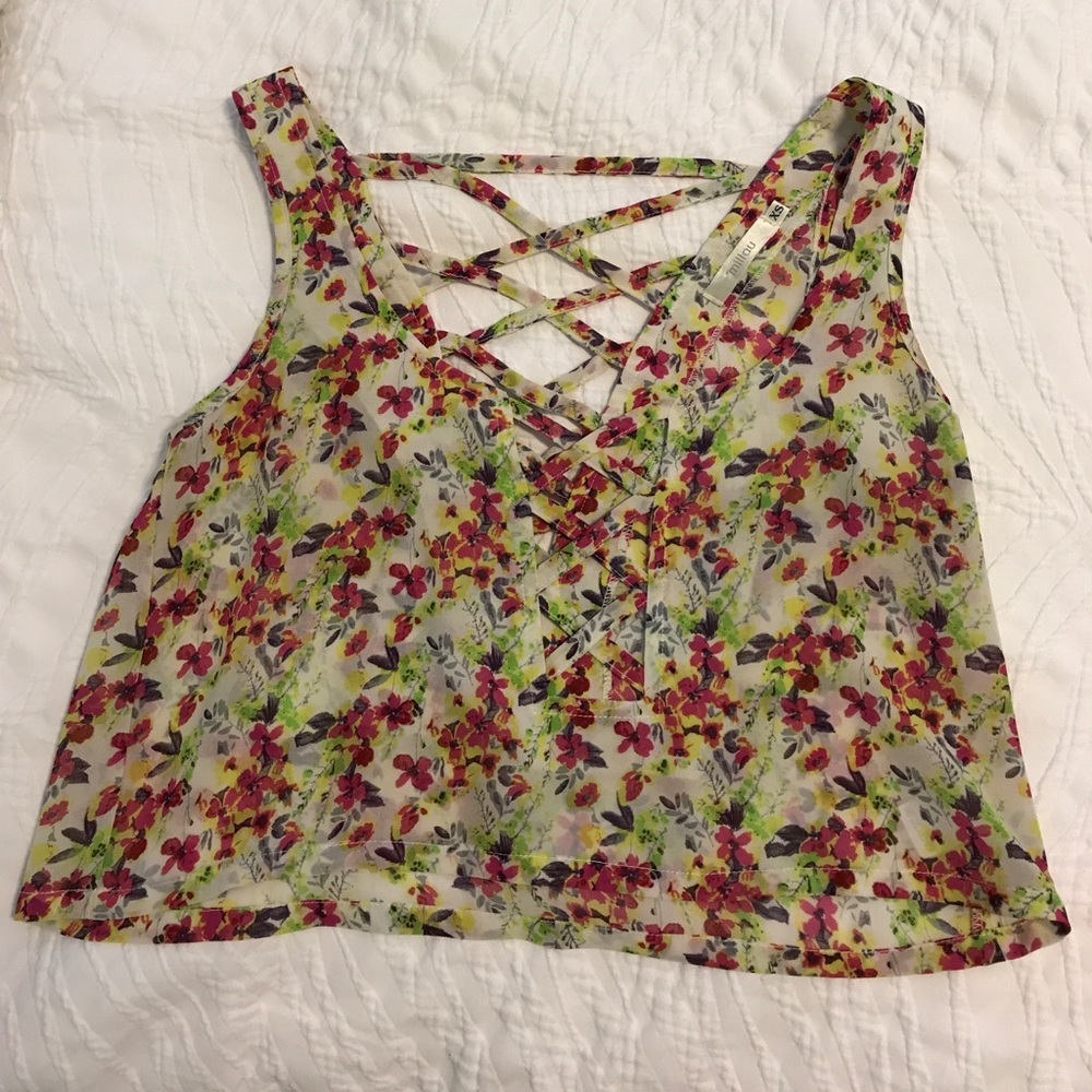 LF Floral cross front crop top