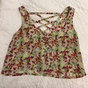 LF Floral cross front crop top