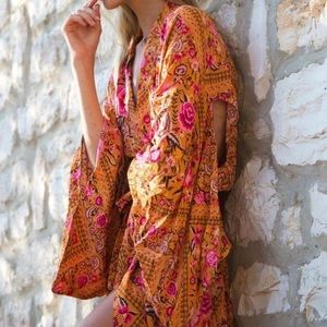 Spell Babushka Maxi Kimono in Amber