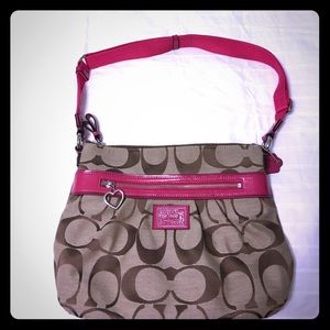 Coach Cross Body Brown & Pink Purse