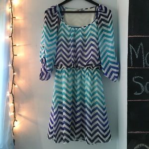 Blue Chevron Dress