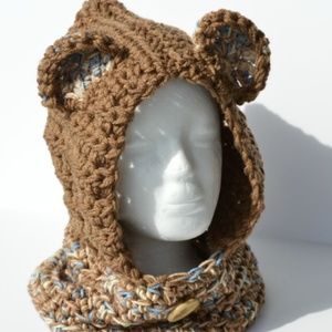 Boys Girls Bear Hooded Cowl Brown Age 6 - 10 Years
