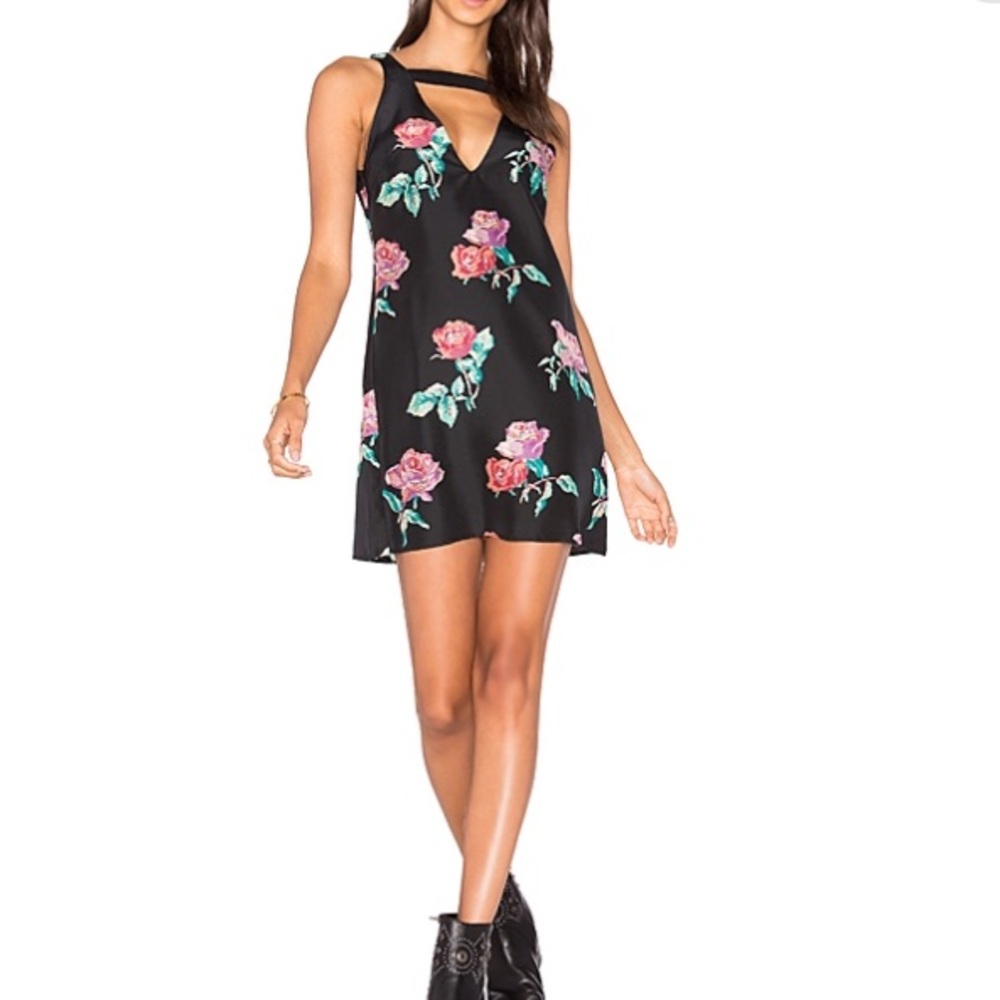 Stone Cold Fox Lotus Dress Black Peony Print