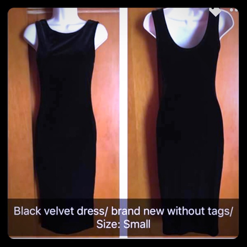 Black velvet suede midi dress