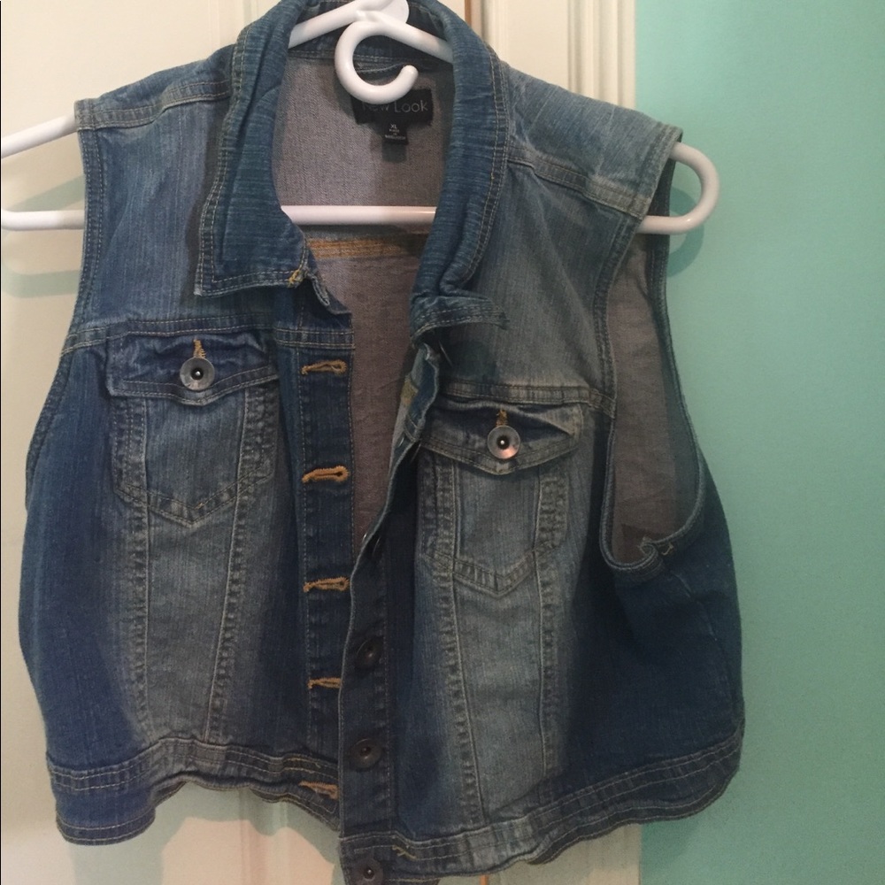 Faded jean jacket vest