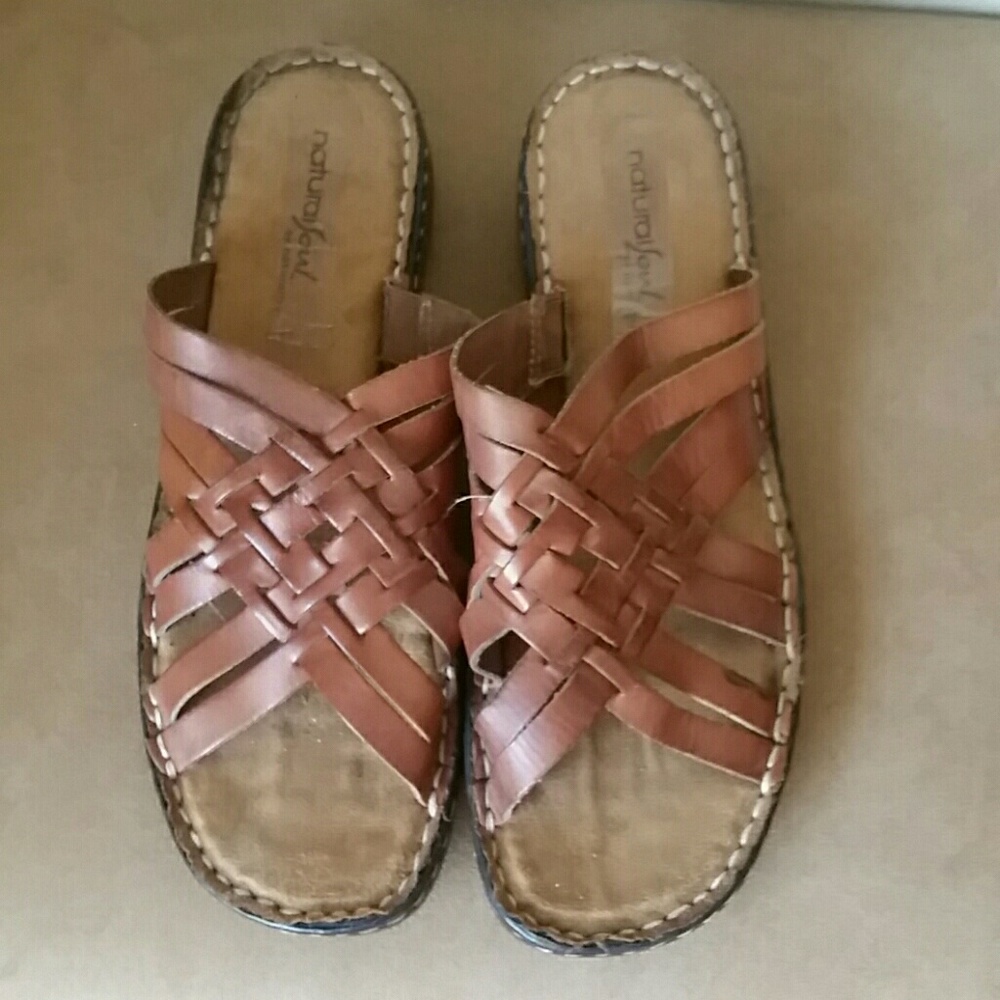 Brown crossover sandals