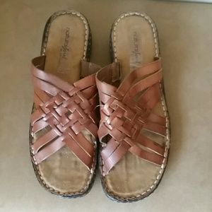 Brown crossover sandals