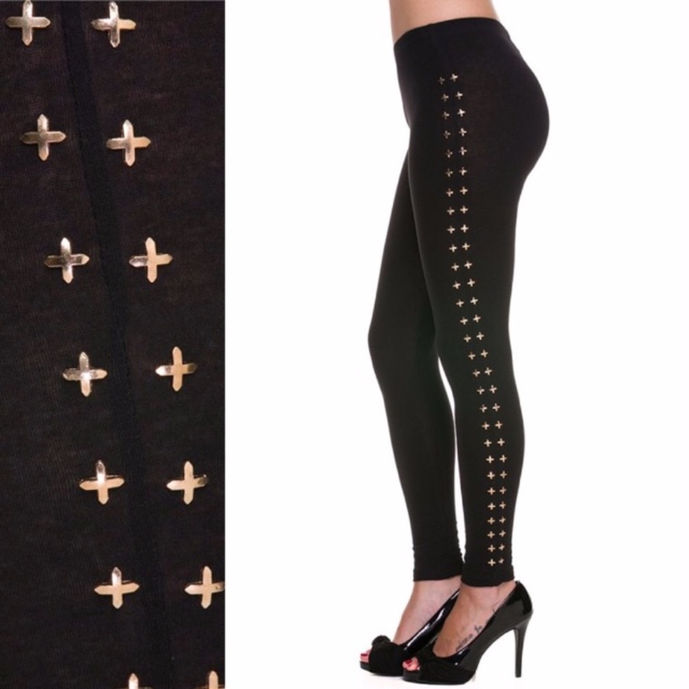 Black Gold Studded Leggings