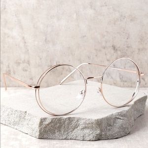 LULU'S KINGSTON CLEAR AND ROSE GOLD ROUND GLASSES