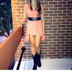 Salmon high-low sundress