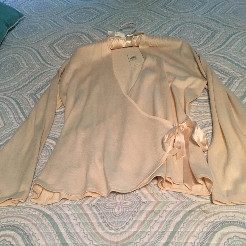 Ann Taylor Large Cream Wrap Tie Sweater