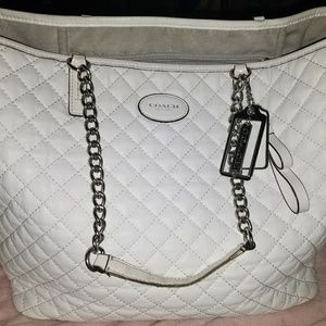 Large white Coach purse