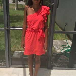 🔥One shoulder coral dress🔥