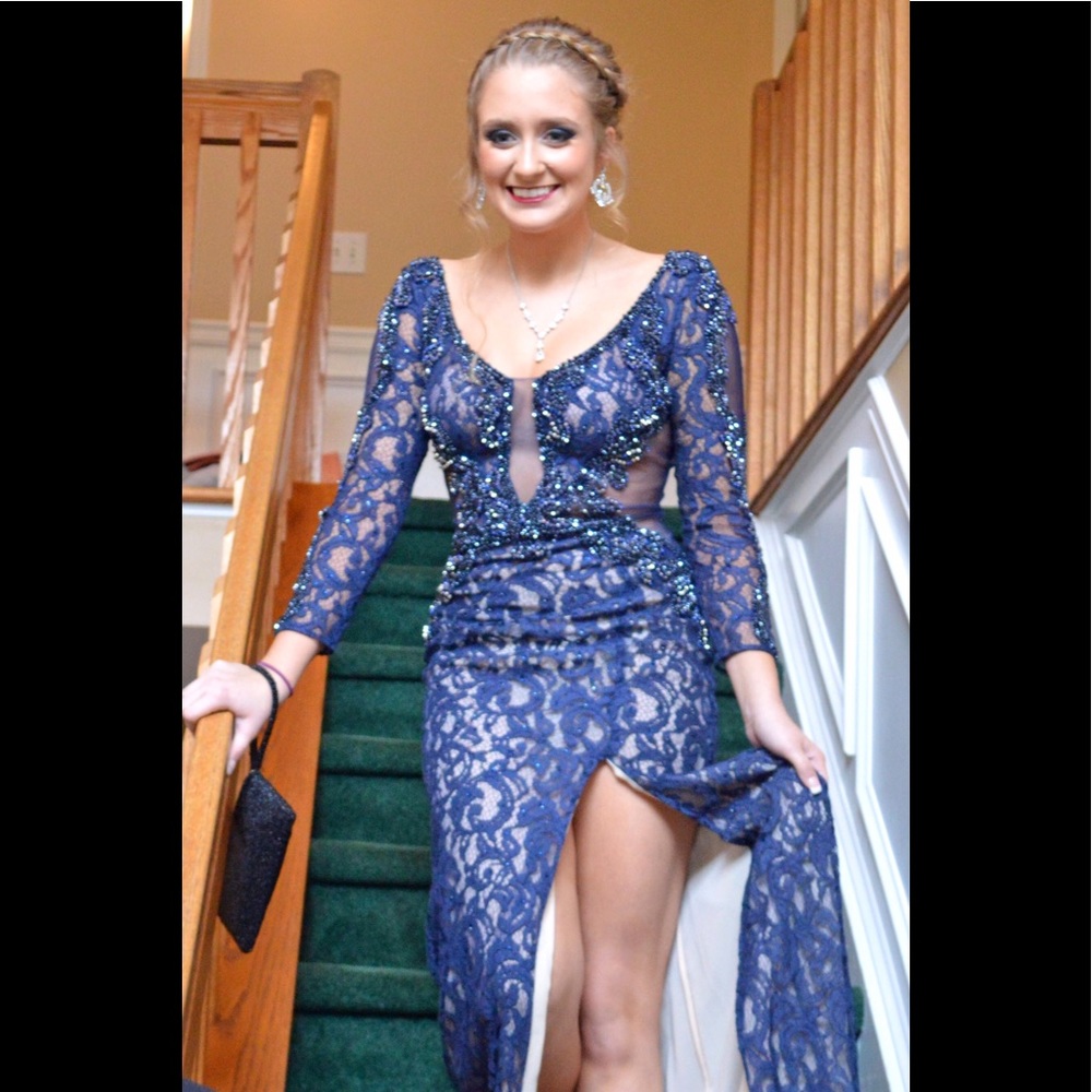 Unique, long sleeve prom dress!