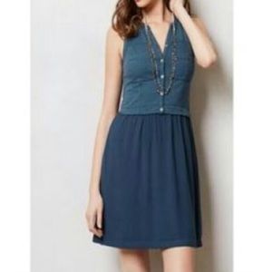 Anthropologie Blue Two-Toned Dress