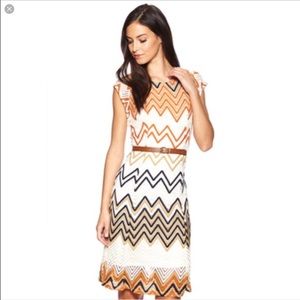 NWOT Sharagano Chevron Stripe Dress