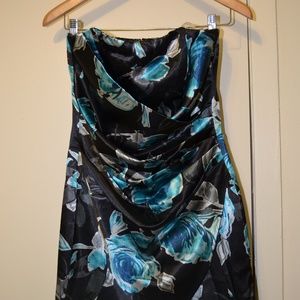 Speechless Black Floral Strapless Dress