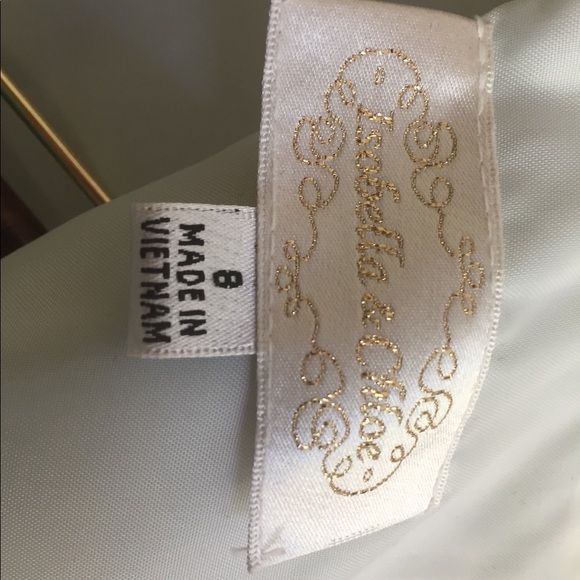 Girls' dress - pale green with beige lace overlay - Picture 4 of 4