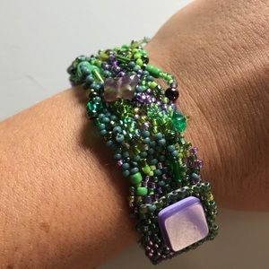 Hand beaded garden bracelet.