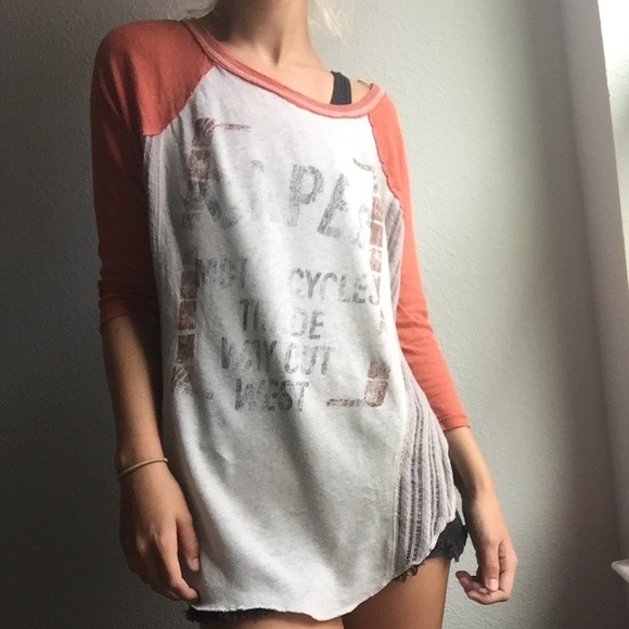Distressed hipster baseball tee - Picture 1 of 2