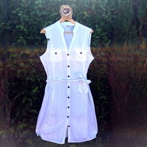 Versatile White Button Up Shirt Dress