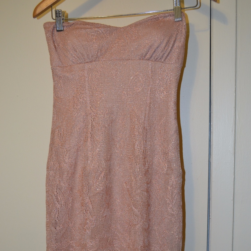 Pink Body Con Glitter Fringe dress