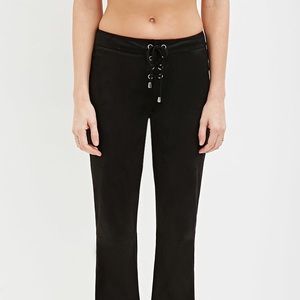 Faux suede flare lace up pants