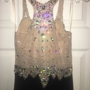 Black bedazzled prom dress