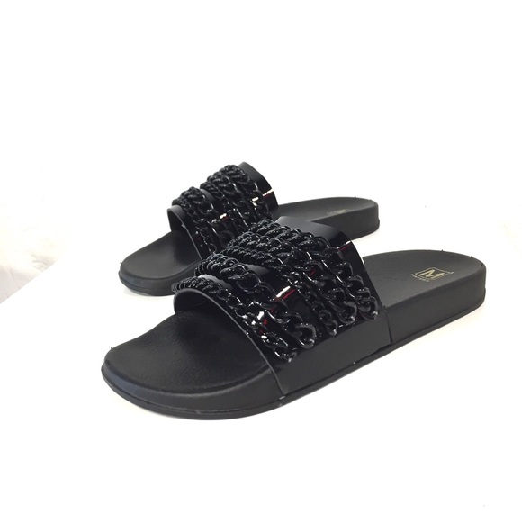 Black Chains Sandals Flip Flops Slides - Picture 3 of 4