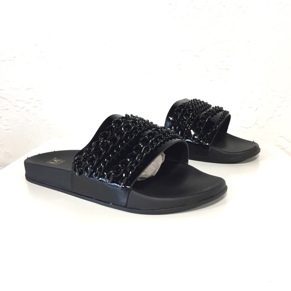 Black Chains Sandals Flip Flops Slides - Picture 4 of 4