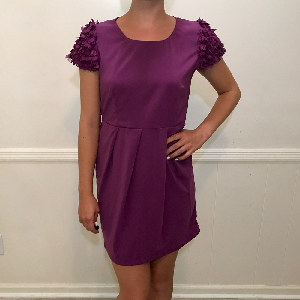 Purple Ruffle Sleeve Dress