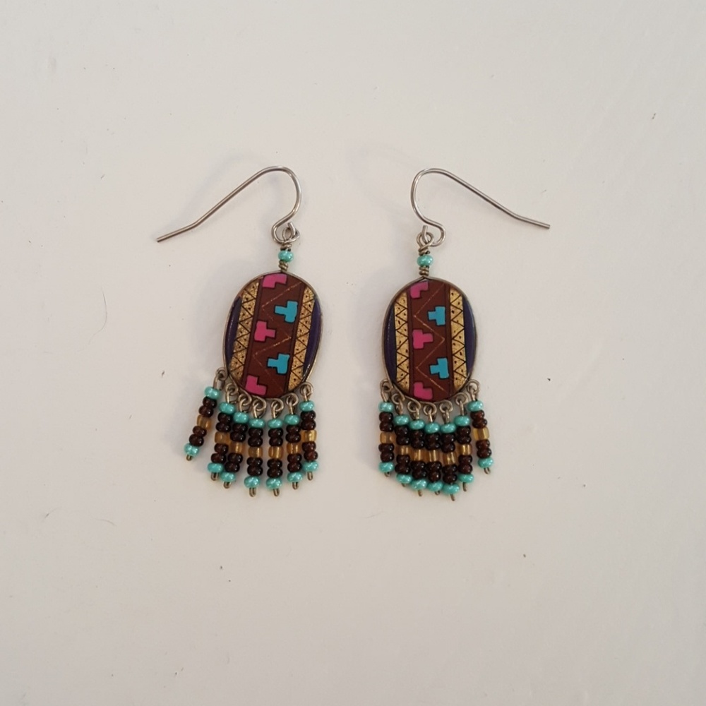 Native American Dangle Earrings, Hand Made