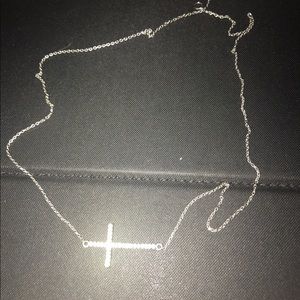 Sterling silver cz cross necklace
