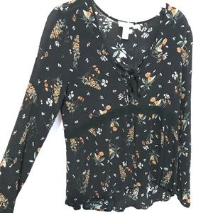 long sleeve floral printed top
