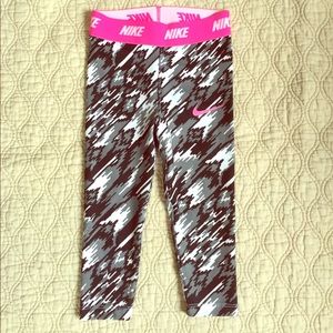 NIKE Dri-Fit Girls Black White & Gray Leggings