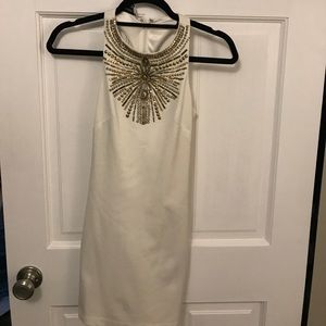 Bebe white & gold mini dress, XXS