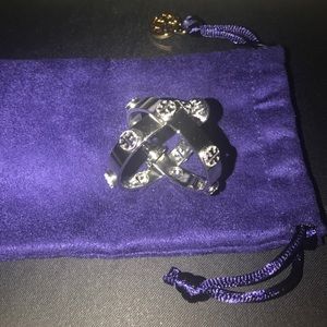 Tory Burch silver plated logo hoop earrings