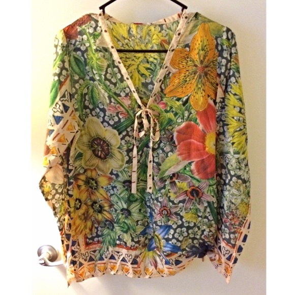 Johnny Was Tops - Johnny Was NWT colorful silk floral mosaic top