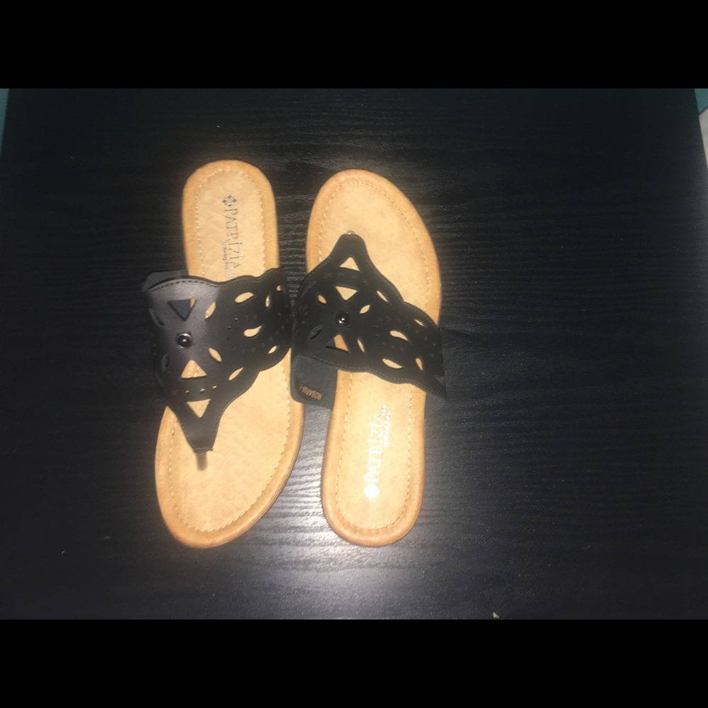 Black wedge flip flops