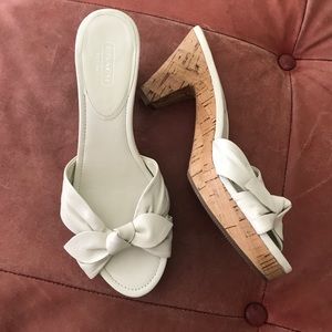 Coach white cork heel size 8