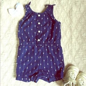 Old Navy Girls Navy Blue and White Printed Romper
