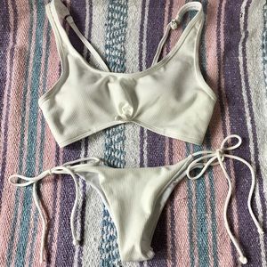 Kim K Style Knotted White Bikini