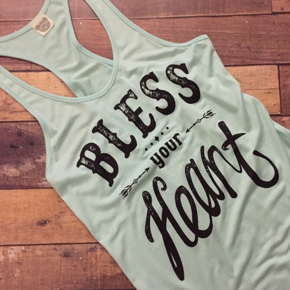NWT Bless Your Heart Mint Tank Top