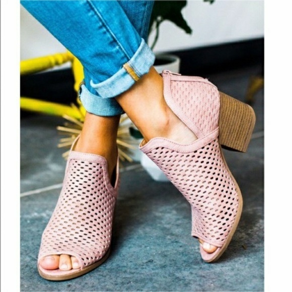 HP PICK x3 NWT BLUSH CUT OUT PEEP TOE BOOTIES - Picture 1 of 2