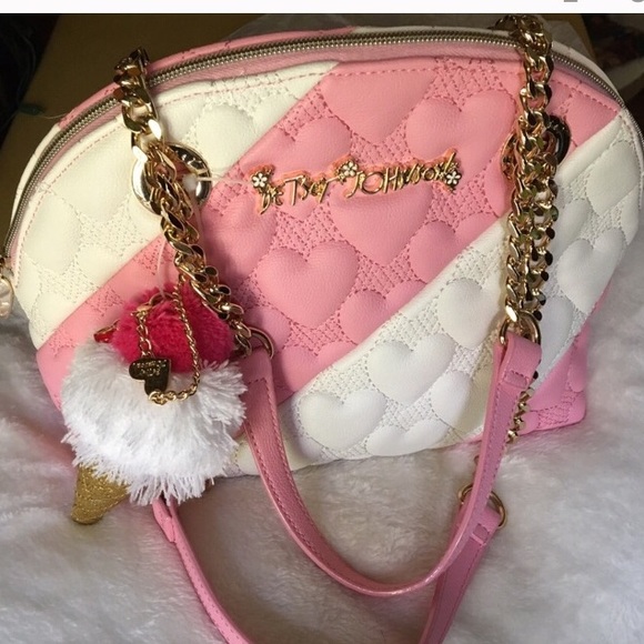 Betsey Johnson Handbags - ⭐️BETSEY JOHNSON STRIPED HEARTS/CHARMS BAG⭐️NWT