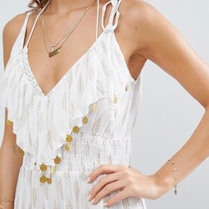 Akasa coin embellished split leg beach jumpsuit