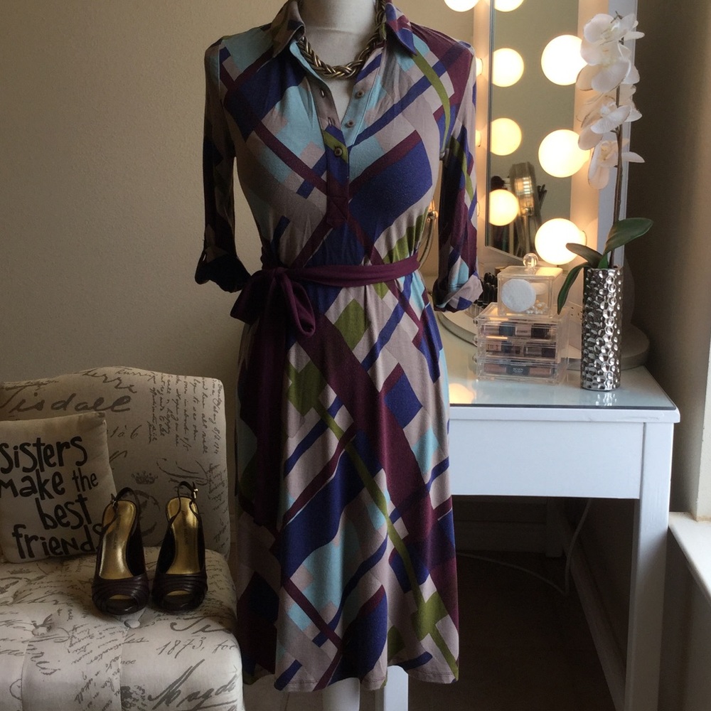 Merona Retro inspired button up/ waist tie dress