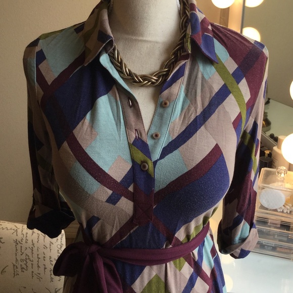 Merona Retro inspired button up/ waist tie dress - Picture 2 of 8